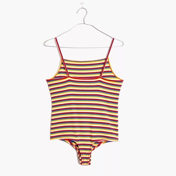 NEW Madewell Ribbed Rainbow Thong Bodysuit Size XS 2020 Style AN422 Square Neck - Picture 3 of 13